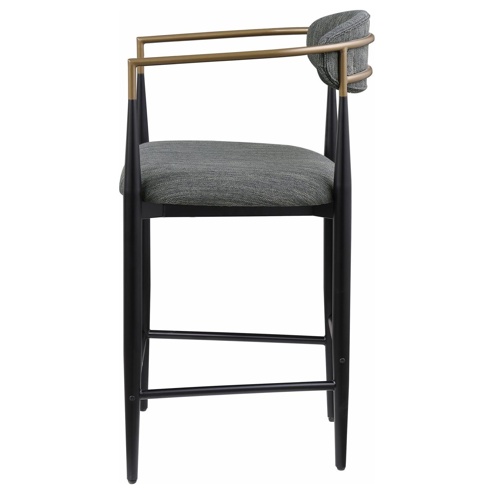 Tina Metal Counter Height Bar Stool With Upholstered Back And Seat Dark Grey (Set Of 2) 121186 - Ella Furniture