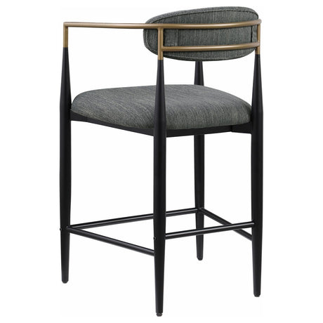 Tina Metal Counter Height Bar Stool With Upholstered Back And Seat Dark Grey (Set Of 2) 121186 - Ella Furniture