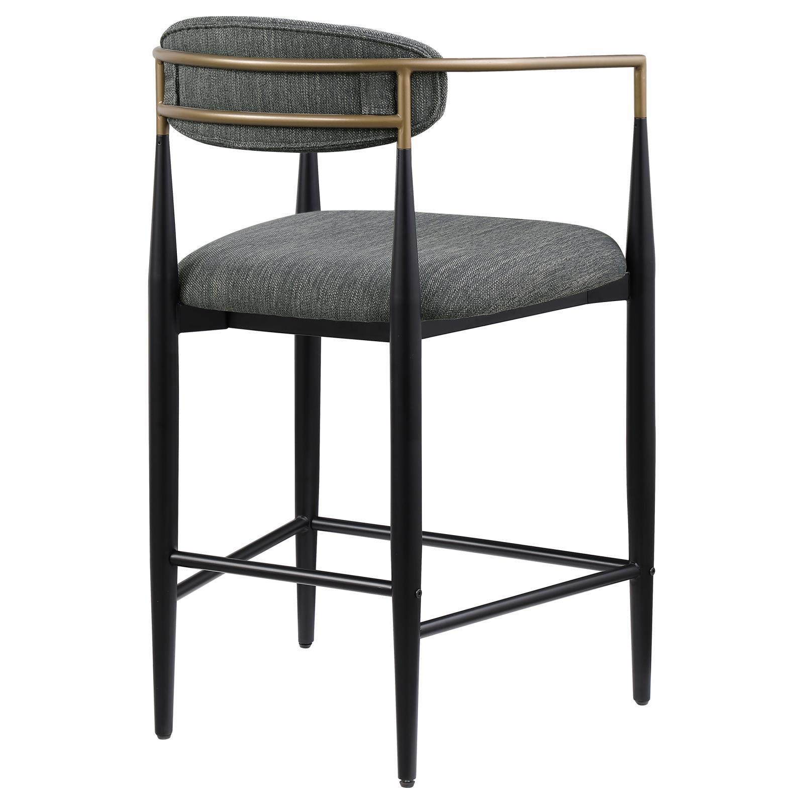 Tina Metal Counter Height Bar Stool With Upholstered Back And Seat Dark Grey (Set Of 2) 121186 - Ella Furniture
