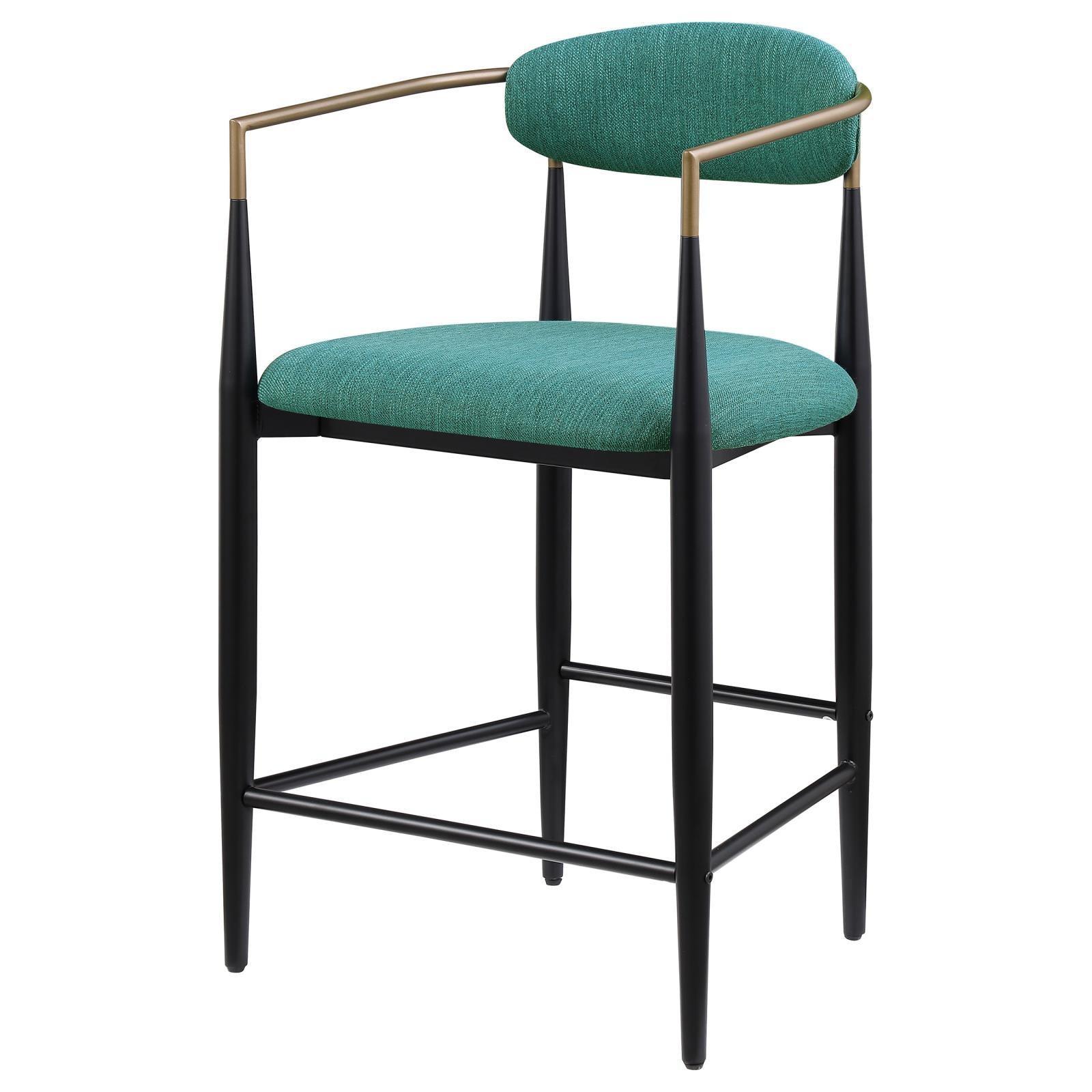 Tina Metal Counter Height Bar Stool With Upholstered Back And Seat Green (Set Of 2) 121185 - Ella Furniture