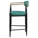 Tina Metal Counter Height Bar Stool With Upholstered Back And Seat Green (Set Of 2) 121185 - Ella Furniture
