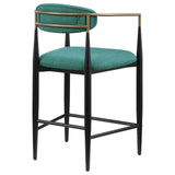 Tina Metal Counter Height Bar Stool With Upholstered Back And Seat Green (Set Of 2) 121185 - Ella Furniture