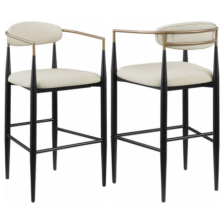 Tina Metal Pub Height Bar Stool With Upholstered Back And Seat Beige (Set Of 2) 121187 - Ella Furniture