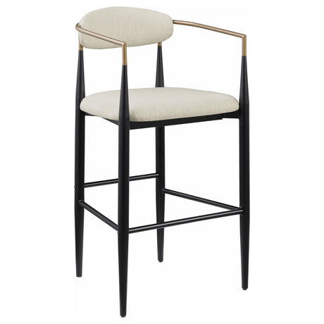 Tina Metal Pub Height Bar Stool With Upholstered Back And Seat Beige (Set Of 2) 121187 - Ella Furniture