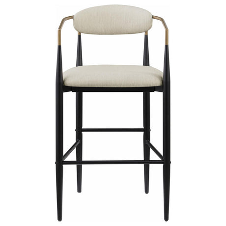 Tina Metal Pub Height Bar Stool With Upholstered Back And Seat Beige (Set Of 2) 121187 - Ella Furniture