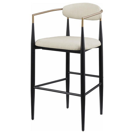 Tina Metal Pub Height Bar Stool With Upholstered Back And Seat Beige (Set Of 2) 121187 - Ella Furniture