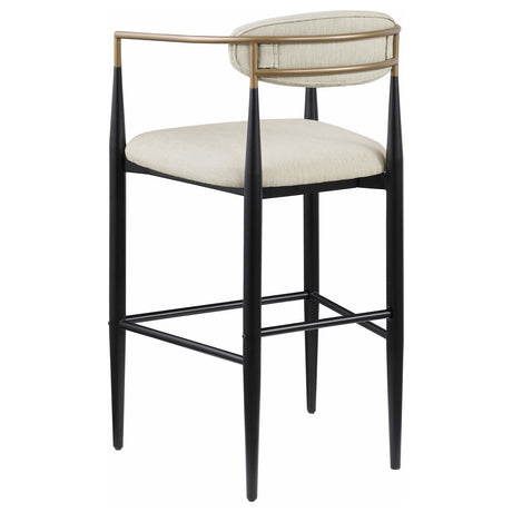 Tina Metal Pub Height Bar Stool With Upholstered Back And Seat Beige (Set Of 2) 121187 - Ella Furniture