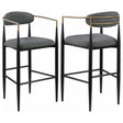 Tina Metal Pub Height Bar Stool With Upholstered Back And Seat Dark Grey (Set Of 2) 121189 - Ella Furniture