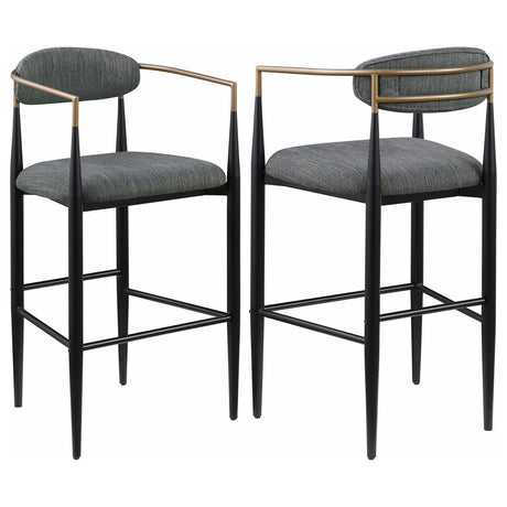 Tina Metal Pub Height Bar Stool With Upholstered Back And Seat Dark Grey (Set Of 2) 121189 - Ella Furniture