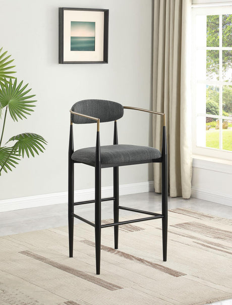 Tina Metal Pub Height Bar Stool With Upholstered Back And Seat Dark Grey (Set Of 2) 121189 - Ella Furniture