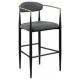 Tina Metal Pub Height Bar Stool With Upholstered Back And Seat Dark Grey (Set Of 2) 121189 - Ella Furniture