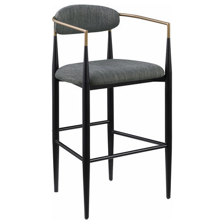 Tina Metal Pub Height Bar Stool With Upholstered Back And Seat Dark Grey (Set Of 2) 121189 - Ella Furniture