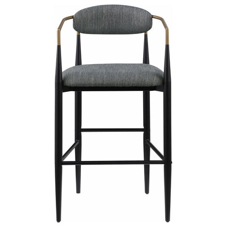 Tina Metal Pub Height Bar Stool With Upholstered Back And Seat Dark Grey (Set Of 2) 121189 - Ella Furniture