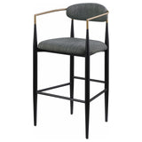 Tina Metal Pub Height Bar Stool With Upholstered Back And Seat Dark Grey (Set Of 2) 121189 - Ella Furniture