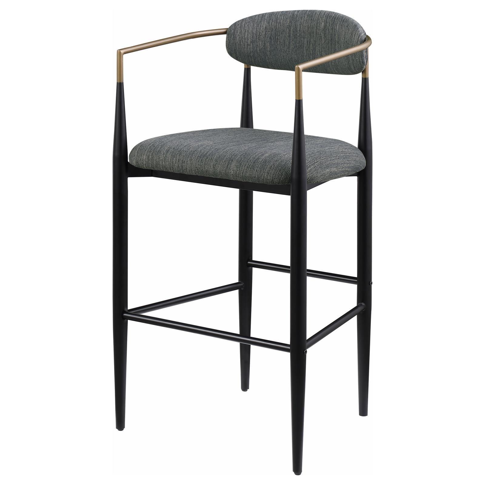 Tina Metal Pub Height Bar Stool With Upholstered Back And Seat Dark Grey (Set Of 2) 121189 - Ella Furniture