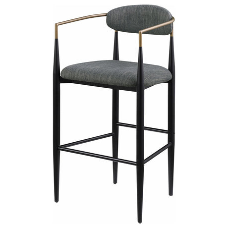 Tina Metal Pub Height Bar Stool With Upholstered Back And Seat Dark Grey (Set Of 2) 121189 - Ella Furniture
