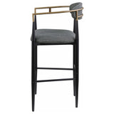 Tina Metal Pub Height Bar Stool With Upholstered Back And Seat Dark Grey (Set Of 2) 121189 - Ella Furniture