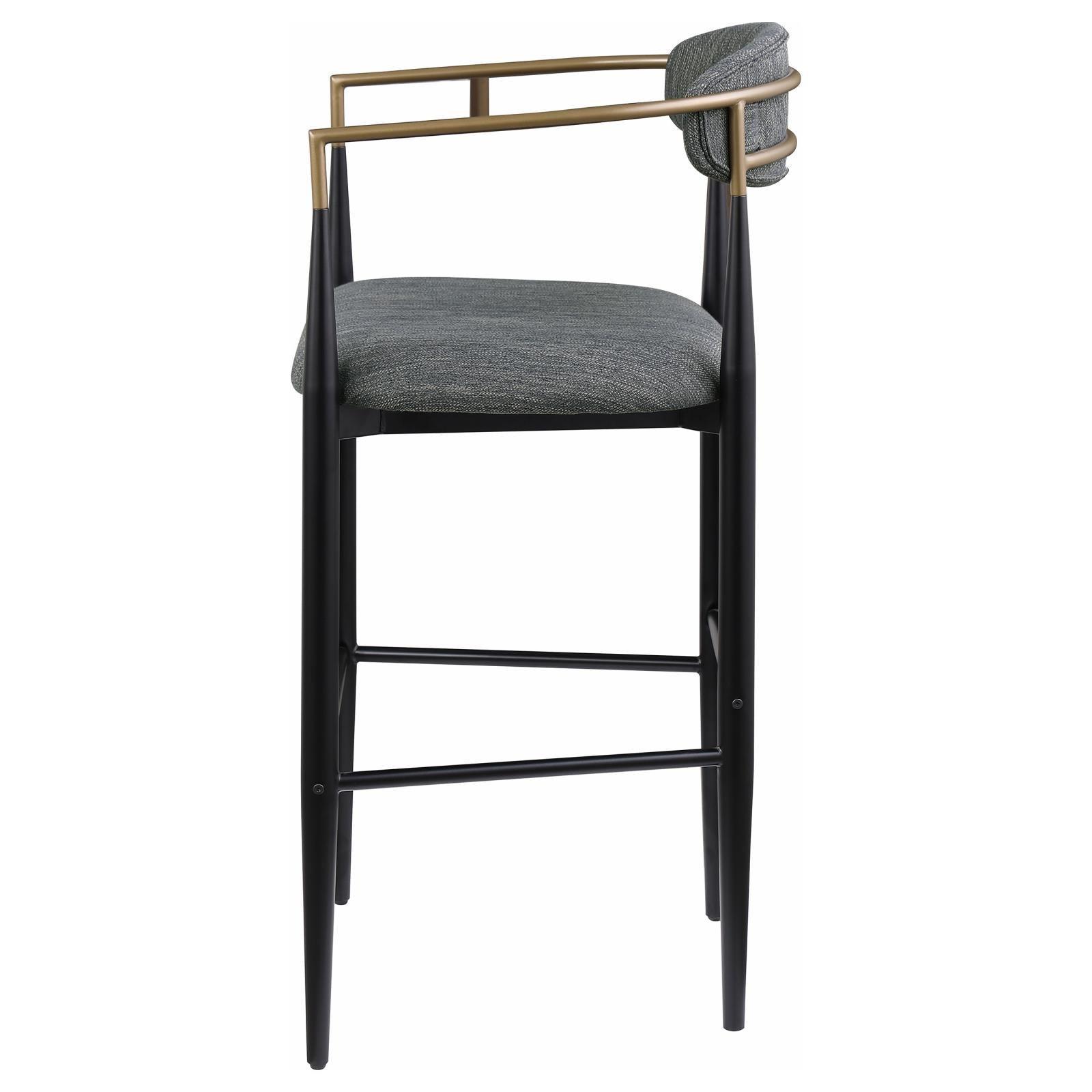 Tina Metal Pub Height Bar Stool With Upholstered Back And Seat Dark Grey (Set Of 2) 121189 - Ella Furniture