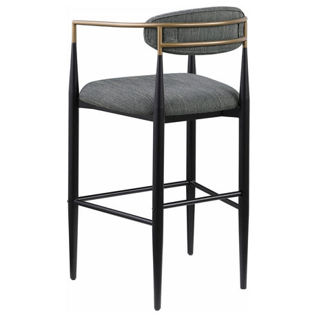 Tina Metal Pub Height Bar Stool With Upholstered Back And Seat Dark Grey (Set Of 2) 121189 - Ella Furniture