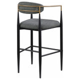 Tina Metal Pub Height Bar Stool With Upholstered Back And Seat Dark Grey (Set Of 2) 121189 - Ella Furniture