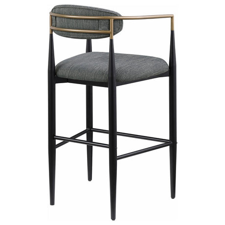 Tina Metal Pub Height Bar Stool With Upholstered Back And Seat Dark Grey (Set Of 2) 121189 - Ella Furniture