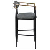 Tina Metal Pub Height Bar Stool With Upholstered Back And Seat Dark Grey (Set Of 2) 121189 - Ella Furniture