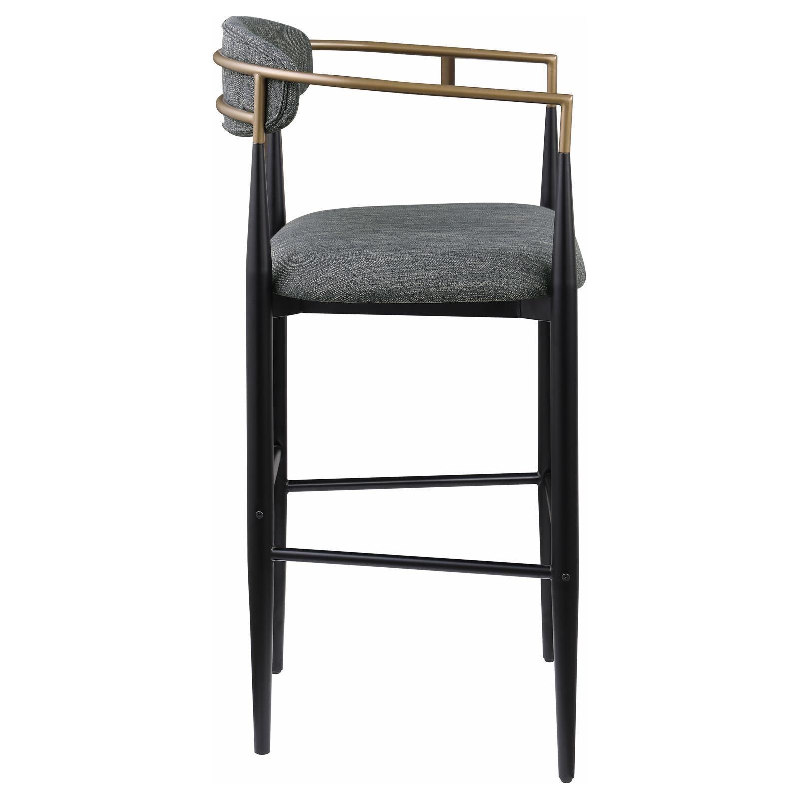 Tina Metal Pub Height Bar Stool With Upholstered Back And Seat Dark Grey (Set Of 2) 121189 - Ella Furniture