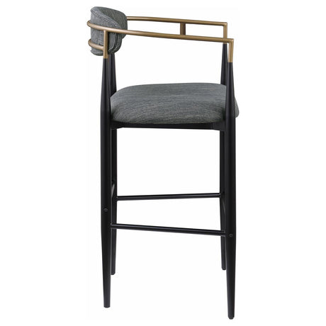 Tina Metal Pub Height Bar Stool With Upholstered Back And Seat Dark Grey (Set Of 2) 121189 - Ella Furniture