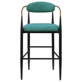 Tina Metal Pub Height Bar Stool With Upholstered Back And Seat Green (Set Of 2) 121188 - Ella Furniture