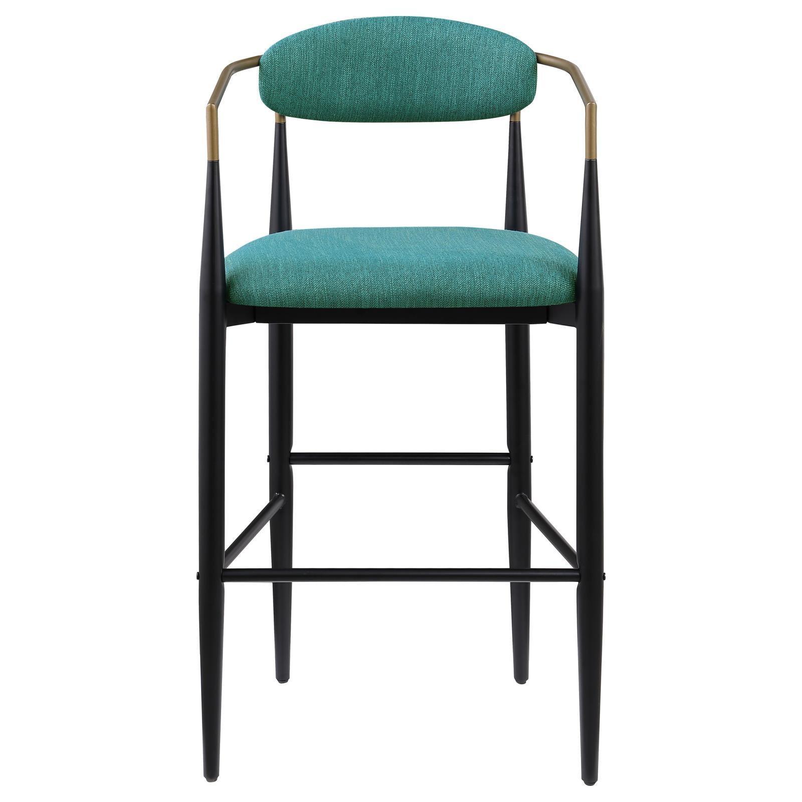 Tina Metal Pub Height Bar Stool With Upholstered Back And Seat Green (Set Of 2) 121188 - Ella Furniture