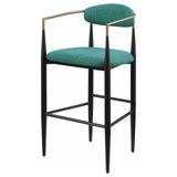 Tina Metal Pub Height Bar Stool With Upholstered Back And Seat Green (Set Of 2) 121188 - Ella Furniture