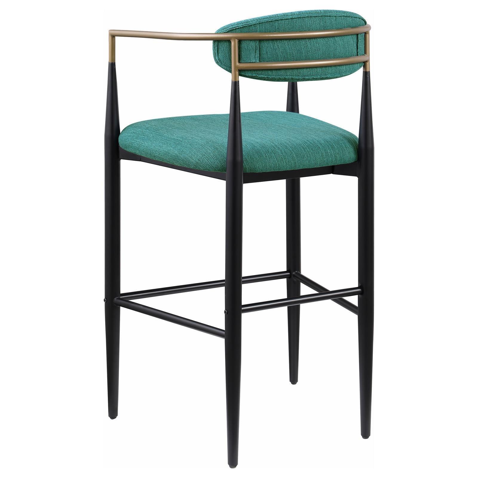 Tina Metal Pub Height Bar Stool With Upholstered Back And Seat Green (Set Of 2) 121188 - Ella Furniture