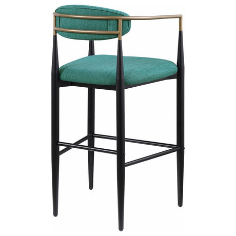 Tina Metal Pub Height Bar Stool With Upholstered Back And Seat Green (Set Of 2) 121188 - Ella Furniture
