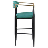 Tina Metal Pub Height Bar Stool With Upholstered Back And Seat Green (Set Of 2) 121188 - Ella Furniture