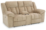 Tip-Off Wheat Chenille Power Reclining Loveseat - Ella Furniture