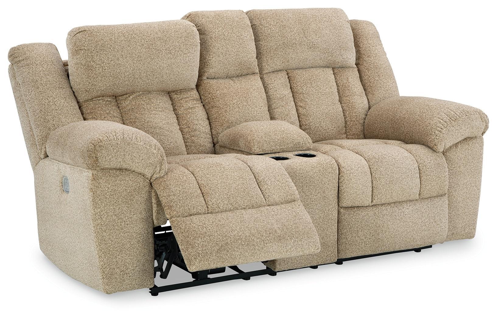 Tip-Off Wheat Chenille Power Reclining Loveseat - Ella Furniture
