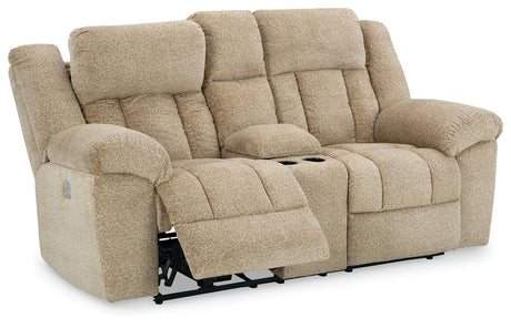 Tip-Off Wheat Chenille Power Reclining Loveseat - Ella Furniture
