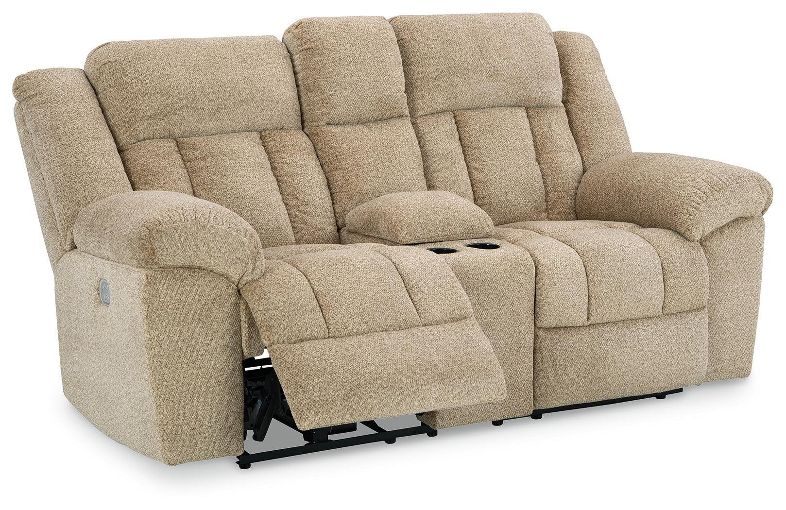 Tip-Off Wheat Chenille Power Reclining Loveseat - Ella Furniture