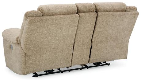 Tip-Off Wheat Chenille Power Reclining Loveseat - Ella Furniture