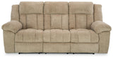 Tip-Off Wheat Chenille Power Reclining Sofa - Ella Furniture