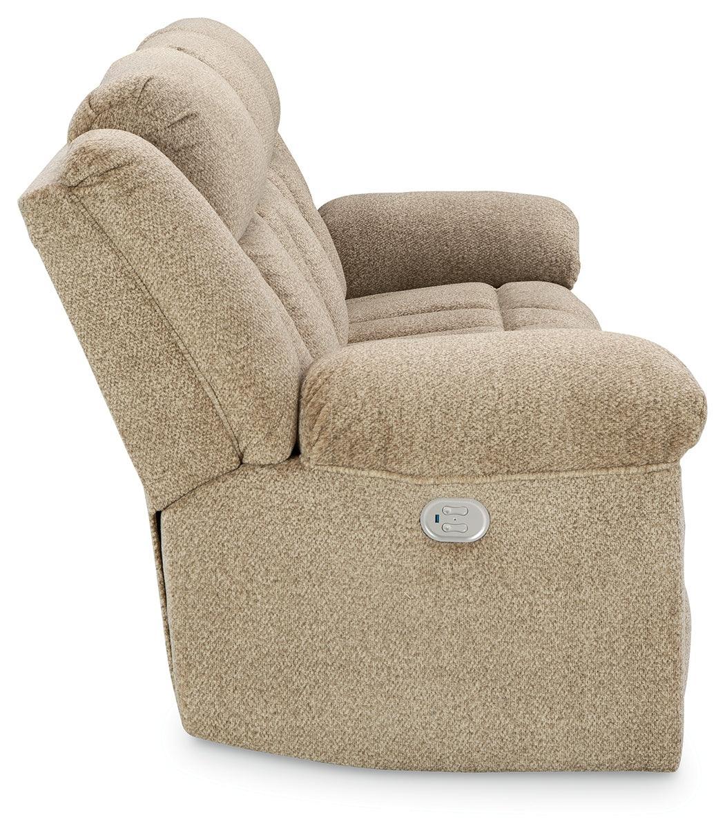 Tip-Off Wheat Chenille Power Reclining Sofa - Ella Furniture