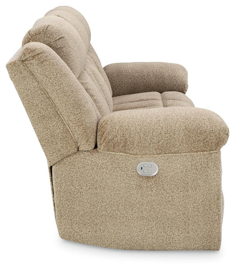 Tip-Off Wheat Chenille Power Reclining Sofa - Ella Furniture