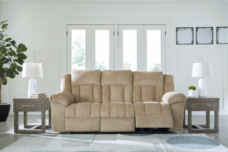 Tip-Off Wheat Chenille Power Reclining Sofa - Ella Furniture