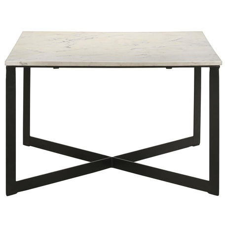 Tobin Square Marble Top Coffee Table White And Black 707698 - Ella Furniture