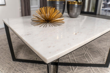 Tobin Square Marble Top Coffee Table White And Black 707698 - Ella Furniture