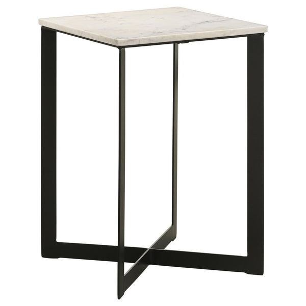 Tobin Square Marble Top End Table White And Black 707697 - Ella Furniture