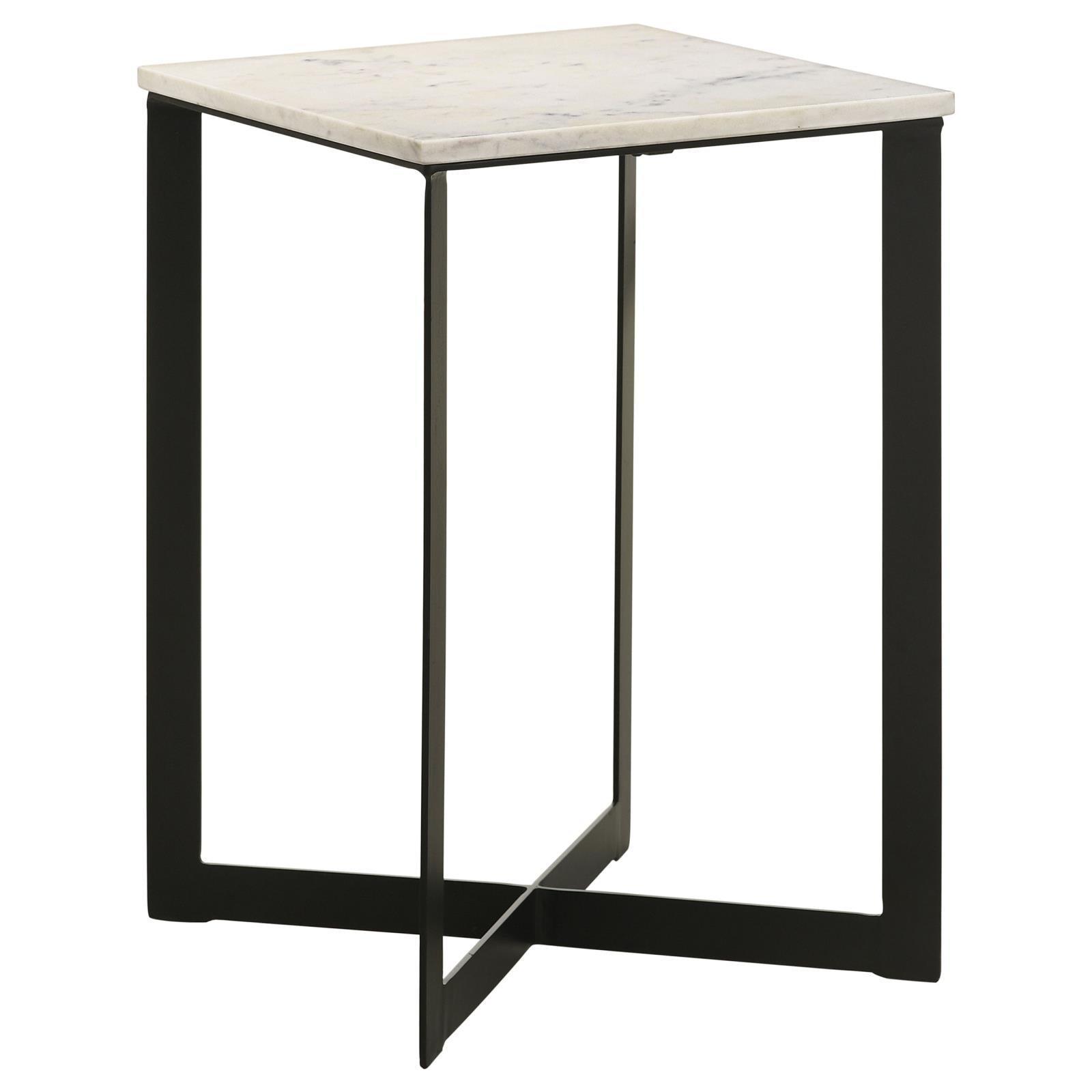 Tobin Square Marble Top End Table White And Black 707697 - Ella Furniture