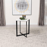Tobin Square Marble Top End Table White And Black 707697 - Ella Furniture