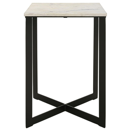 Tobin Square Marble Top End Table White And Black 707697 - Ella Furniture
