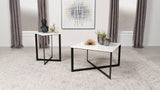 Tobin Square Marble Top End Table White And Black 707697 - Ella Furniture